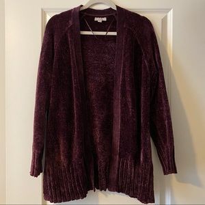 Loft Plum Purple Chenille Cardigan Size Medium